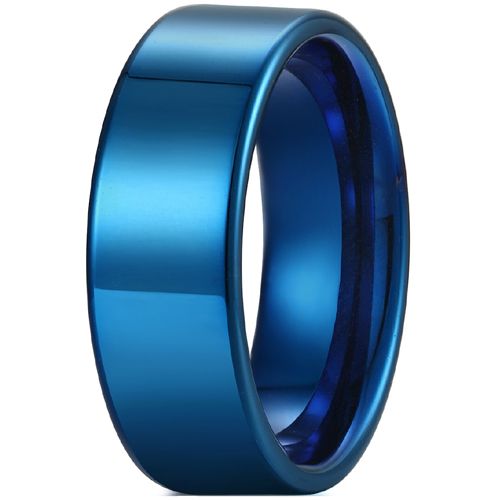 COI Blue Tungsten Carbide 12mm Pipe Cut Flat Ring-TG5429