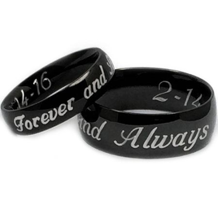 COI Black Tungsten Carbide Forever and Always Dome Court Ring-5444