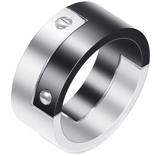 **COI Titanium Black Silver Ring-7400