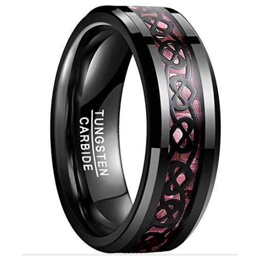 COI Black Tungsten Carbide Carbon Fiber Heart Ring - TG2075BB