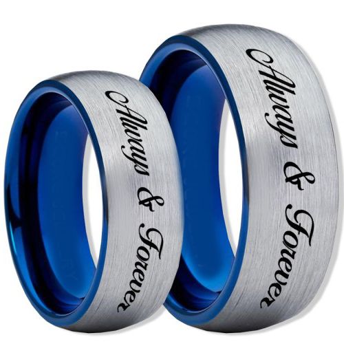 COI Tungsten Carbide Blue Silver Always & Forever Ring-TG2345