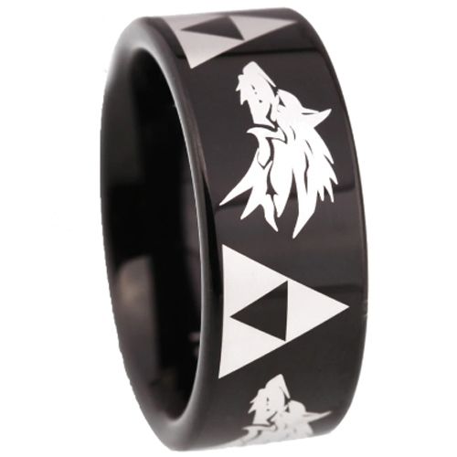 *COI Black Tungsten Carbide Legend of Zelda Wolf Ring - TG5211