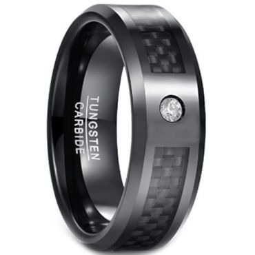 COI Black Tungsten Carbide Carbon Fiber Zirconia Ring-TG1567CC