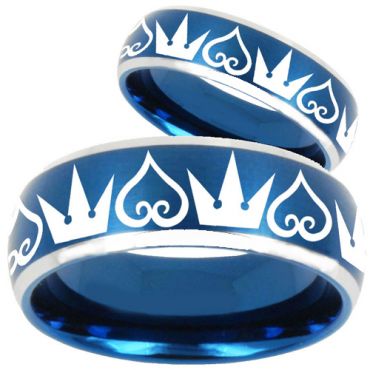 COI Tungsten Carbide Blue Silver Kingdom & Heart Ring - TG1923BB