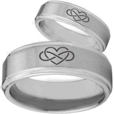 *COI Tungsten Carbide Infinity Hearts Step Edges Ring - TG2146BB