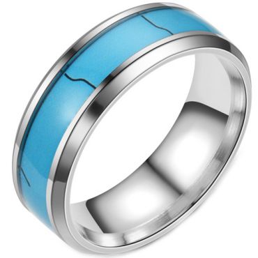 COI Tungsten Carbide Turquoise Beveled Edges Ring - TG2438