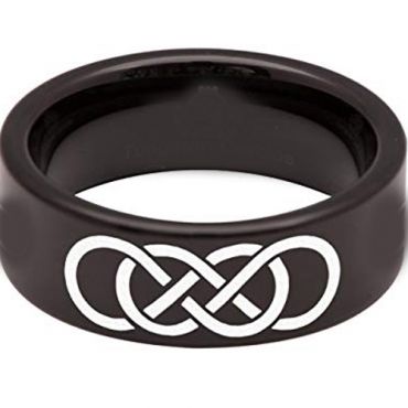 COI Black Tungsten Carbide Double Infinity Pipe Cut Ring-TG2502