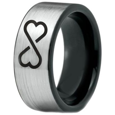 *COI Tungsten Carbide Infinity Heart Pipe Cut Flat Ring-2720
