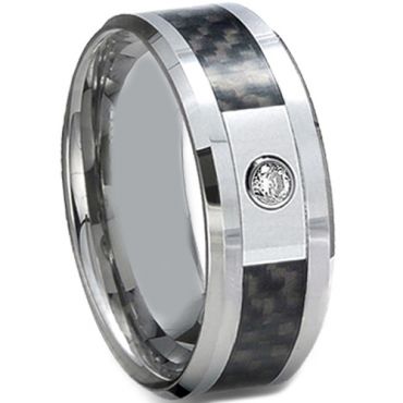 COI Tungsten Carbide Black Ceramic Cubic Zirconia Ring-TG3725