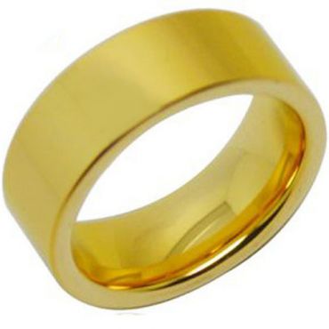 *COI Gold Tone Titanium Polished Shiny Pipe Cut Flat Ring - JT3855