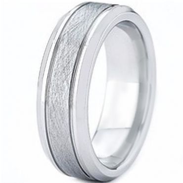 COI Titanium Double Grooves Sandblasted Ring - JT2996AA