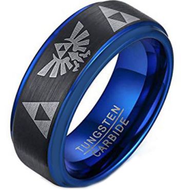 COI Tungsten Carbide Black Blue Legend of Zelda Ring - TG305BB