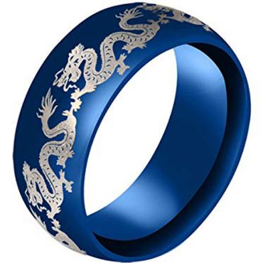 COI Blue Tungsten Carbide Dragon Dome Court Ring-3183