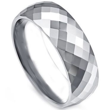 COI Titanium Faceted Wedding Band Ring - JT4108