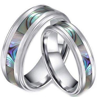 **COI Tungsten Carbide Ring With Abalone Shell - TG3635