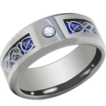 *COI Titanium Blue Silver Dragon Ring With Cubic Zirconia - JT3844