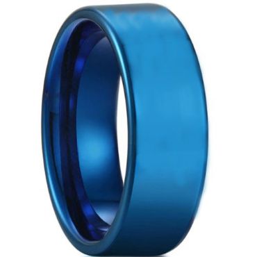 *COI Blue Titanium Pipe Cut Flat Wedding Band Ring-3709