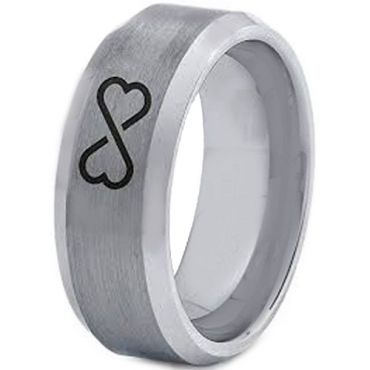 *COI Tungsten Carbide Infinity Heart Beveled Edges Ring-4003