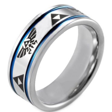**COI Tungsten Carbide Blue Silver Legend of Zelda Ring - TG4043A