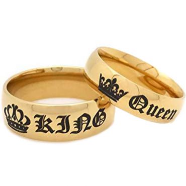*COI Gold Tone Titanium King Queen Crown Dome Court Ring-JT5015