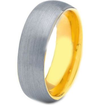 *COI Tungsten Carbide Gold Tone Silver Dome Court Ring - TG4188