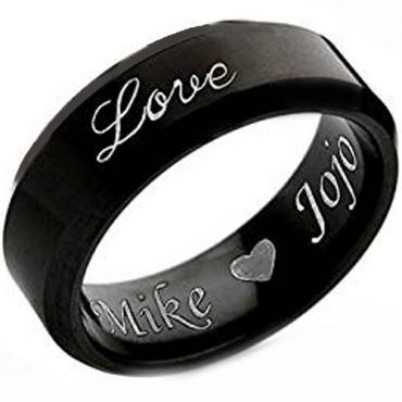 COI Black Tungsten Carbide Love Ring With Custom Engraving-4529