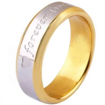 COI Tungsten Carbide Gold Silver Forever Love Heart Ring-TG5253