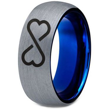 *COI Tungsten Carbide Blue Silver Infinity Heart Ring-TG5153