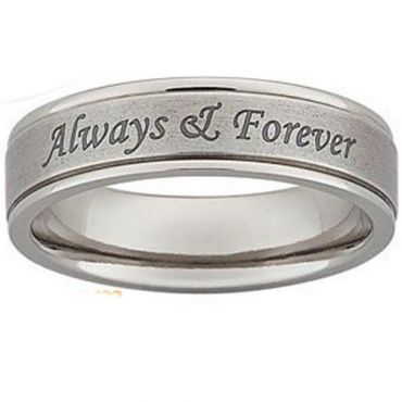 COI Tungsten Carbide Always & Forever Double Groove Ring-5421