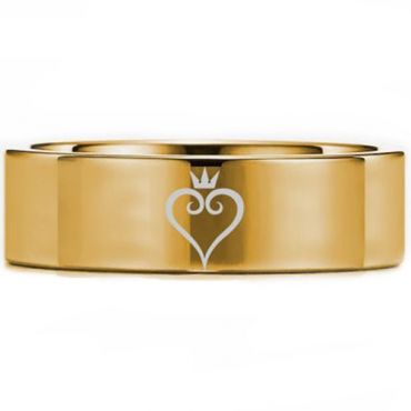 *COI Gold Tone Tungsten Carbide Kingdom Heart Pipe Cut Flat Ring-5451