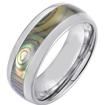 COI Tungsten Carbide Dome Court Ring With Abalone Shell-5661