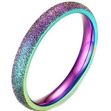 COI Tungsten Carbide Rainbow Pride Sandblasted Dome Court Ring-5666