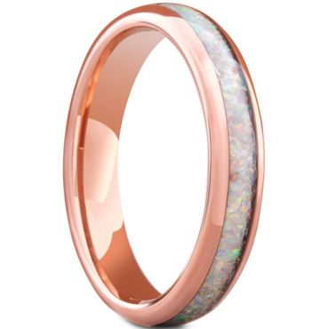 COI Rose Tungsten Carbide Crushed Opal Dome Court Ring-5668