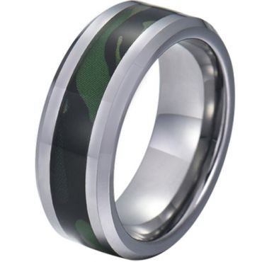 COI Tungsten Carbide Camo Beveled Edges Ring-TG5781