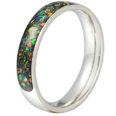 COI Tungsten Carbide Crushed Opal Dome Court Ring-5793