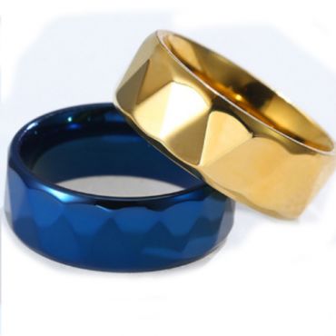 COI Titanium Gold Tone/Blue Faceted Ring-5808