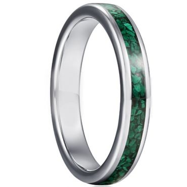 *COI Tungsten Carbide Green Malachite Dome Court Ring-5947