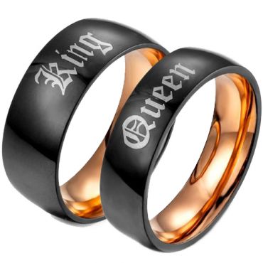 **COI Tungsten Carbide Black Rose King Queen Ring-TG679