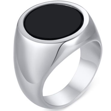 **COI Titanium Black Silver Signet Ring-6855