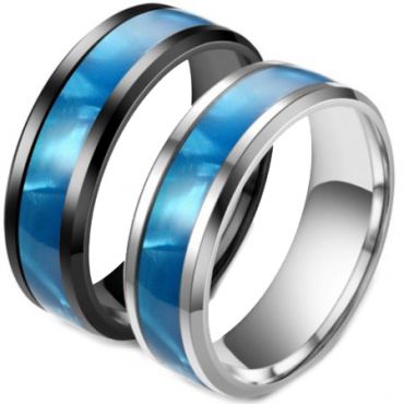 **COI Titanium Black/Silver Blue Camo Beveled Edges Ring-6976