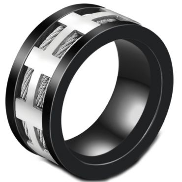 **COI Titanium Black Silver Ring With Wire-7013