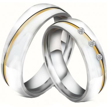 **COI Titanium Gold Tone Silver Ring With/Without Cubic Zirconia-7050