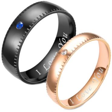 **COI Black/Rose Titanium Ring With Cubic Zirconia-7126AA