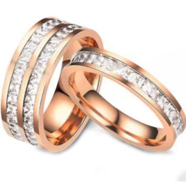 **COI Rose Titanium Pipe Cut Flat Ring With Cubic Zirconia-7128AA