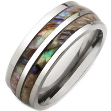 **COI Titanium Abalone Shell Dome Court Ring-7136AA