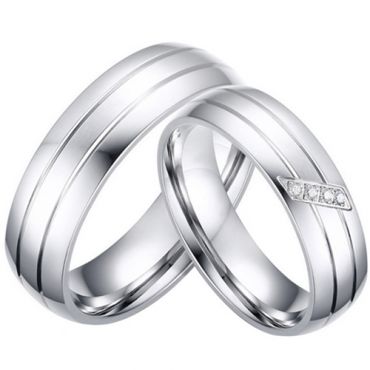 **COI Titanium Double Grooves Couple Wedding Band Ring-7169AA