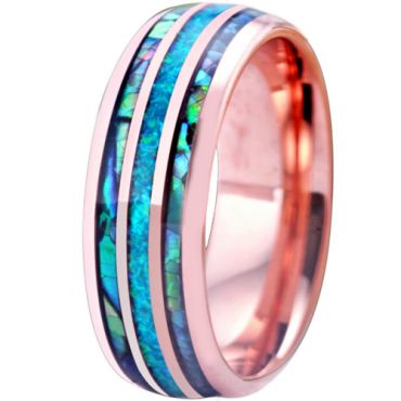 **COI Titanium Rose/Silver Abalone Shell Dome Court Ring-7221