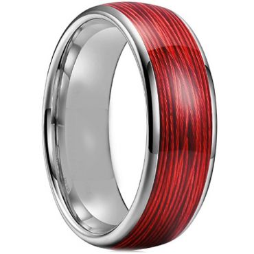 **COI Titanium Dome Court Ring With Red Wood-7265