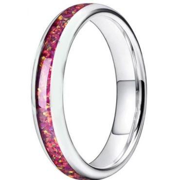 **COI Titanium Dome Court Ring With Red Crushed Opal-7269