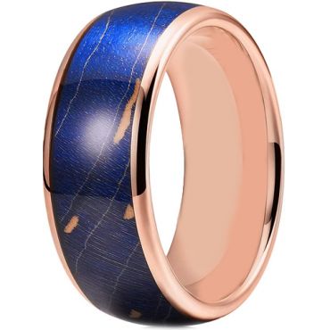 **COI Rose Titanium Dome Court Ring With Blue Wood-7274